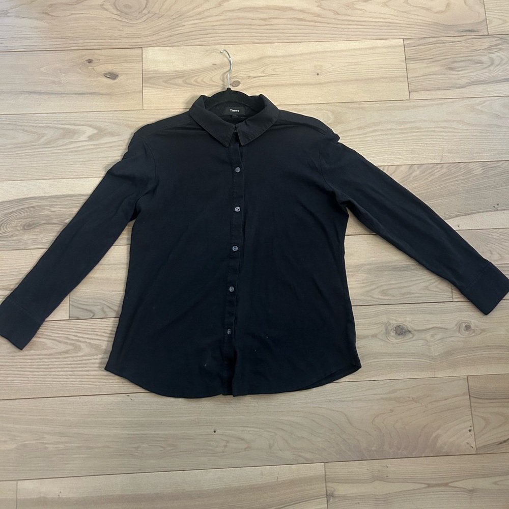Theory Women's Black Button-Down Shirt